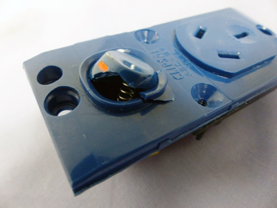 View of damaged switch casing